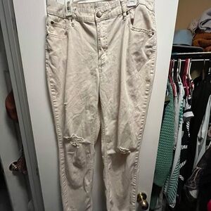 Cato Men's Cream Skinny Jeans with Ripped Details